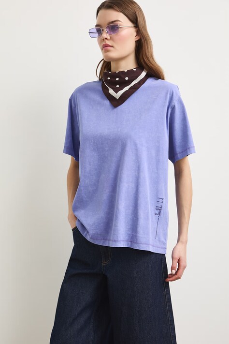 Medicine T-shirt oversize damski bawełniany fioletowy