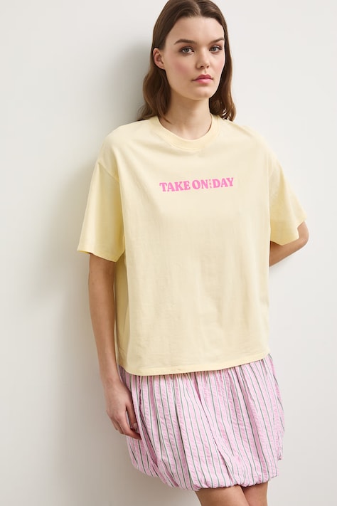 T-shirt damski bawełniany Tom and Jerry żółty RS26-TSDA76