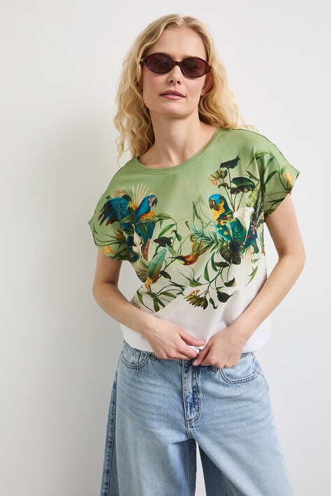Medicine T-shirt damski bawełniany z elastanem multicolor