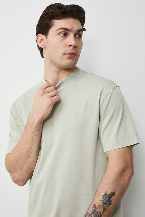 Medicine t-shirt bawełniany męski kolor zielony gładki