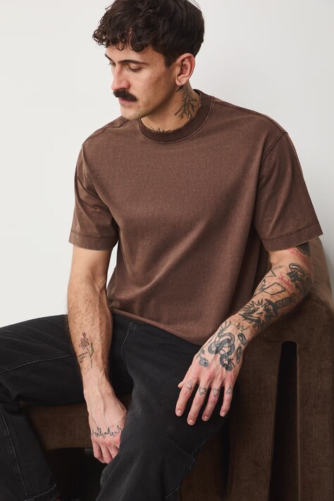 Medicine t-shirt bawełniany męski kolor brązowy gładki