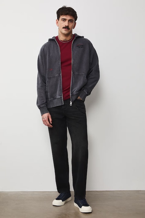 T-shirt bawełniany męski z elastanem gładki kolor bordowy RS26-TSM041