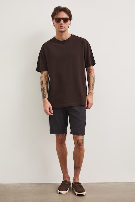 T-shirt męski bawełniany brązowy RS26-TSM080