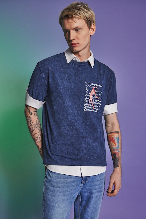 T-shirt bawełniany męski z kolekcji Eviva L'arte kolor granatowy RS26-TSM250