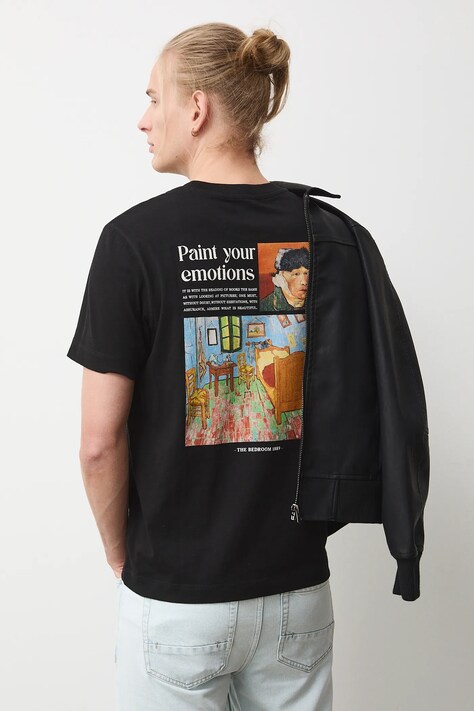 Medicine pamut póló fekete, nyomott mintás