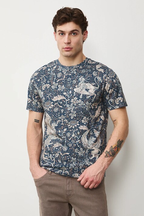 Medicine t-shirt bawełniany męski kolor granatowy wzorzysty