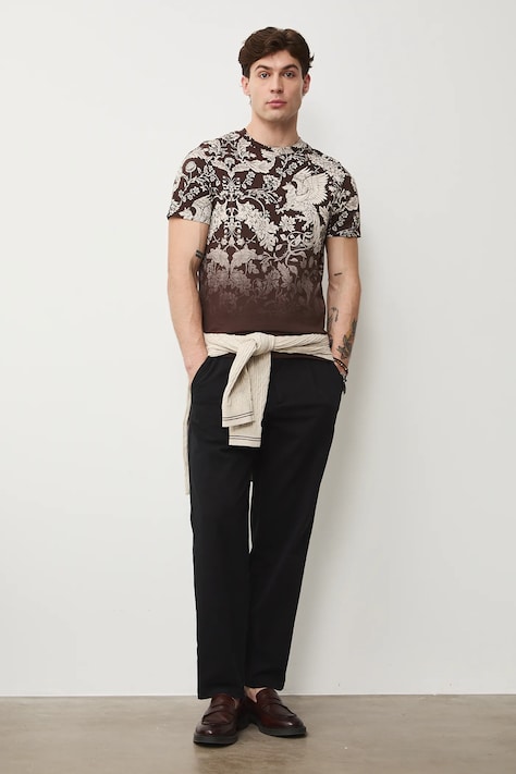 Medicine t-shirt bawełniany męski kolor brązowy wzorzysty