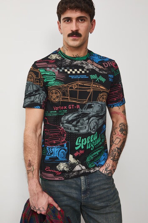 Medicine t-shirt bawełniany męski kolor czarny wzorzysty