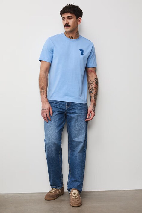 T-shirt męski bawełniany by Aga Serwicka, Grafika Polska niebieski RS26-TSM455