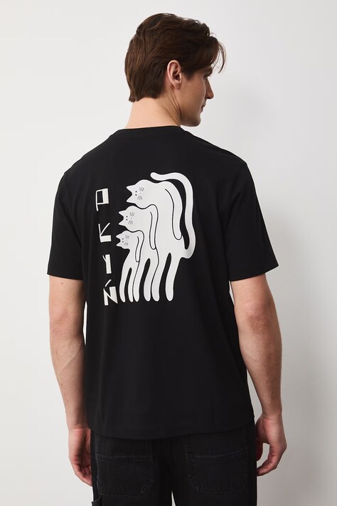 T-shirt męski bawełniany by Aga Serwicka, Grafika Polska czarny RS26-TSM455