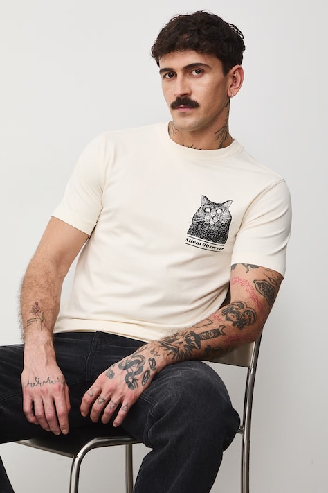 Tričko pánske bavlnené s elastanom by Aleksandra Czarny, Graphics Series béžové RS26-TSM456