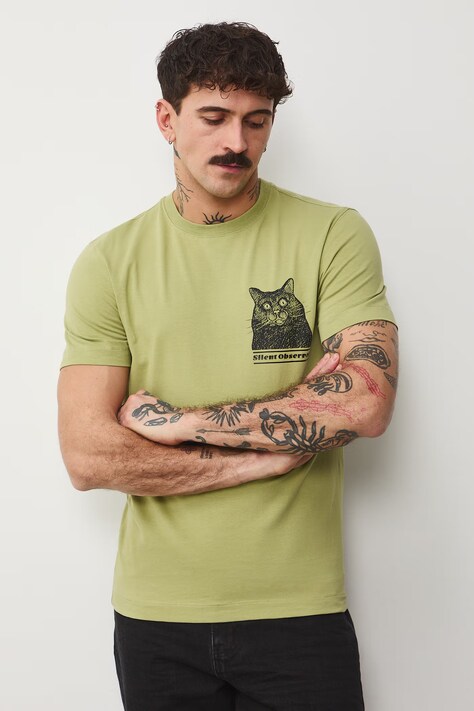 Medicine t-shirt męski bawełniany z elastanem zielony