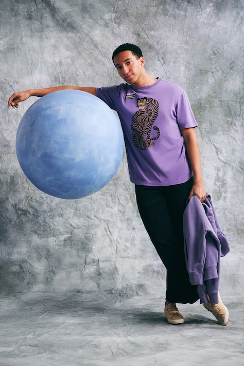 T-shirt męski bawełniany Lola Styrylska, Grafika Polska fioletowy RS26-TSM458