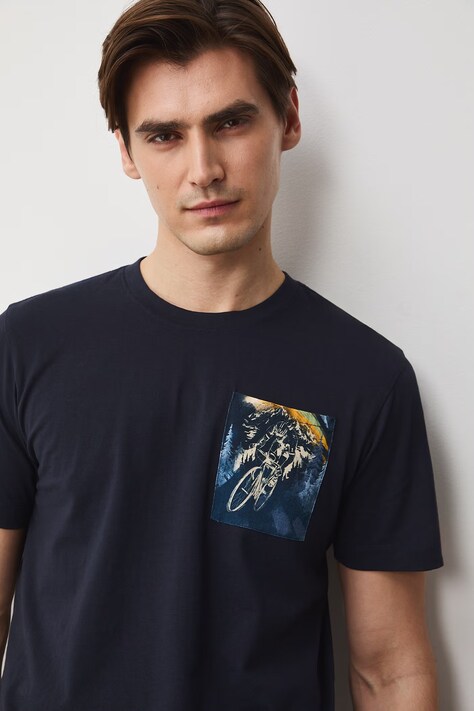 T-shirt męski bawełniany granatowy RS26-TSM513