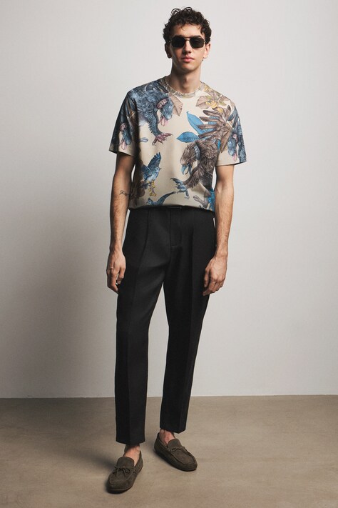 Medicine t-shirt męski bawełniany z elastanem beżowy