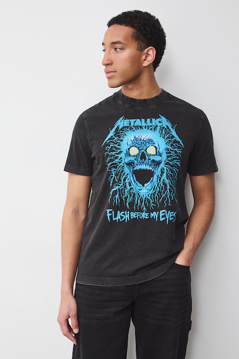 T-shirt męski bawełniany Metallica szary RS26-TSM672
