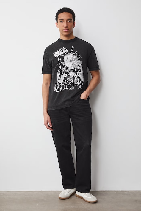 T-shirt męski bawełniany Iron Maiden szary RS26-TSM681