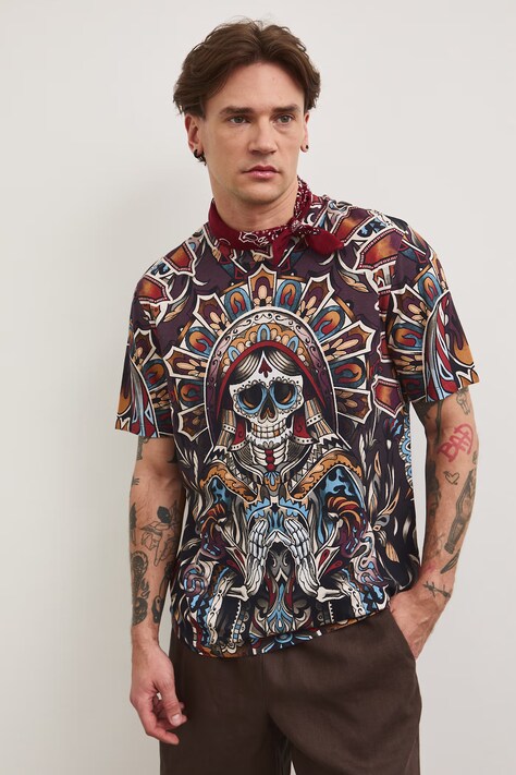 Medicine T-shirt męski bawełniany z elastanem fioletowy