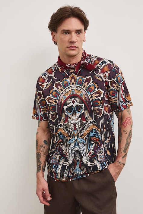 Tričko pánské bavlněné s elastanem fialové RS26-TSM801