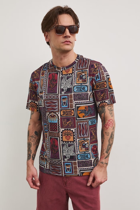 T-shirt męski bawełniany z elastanem fioletowy RS26-TSM807