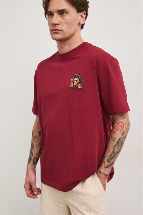 Medicine T-shirt męski bawełniany bordowy