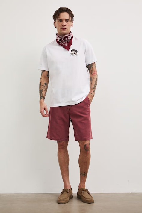 T-shirt męski bawełniany z nadrukiem biały RS26-TSM809