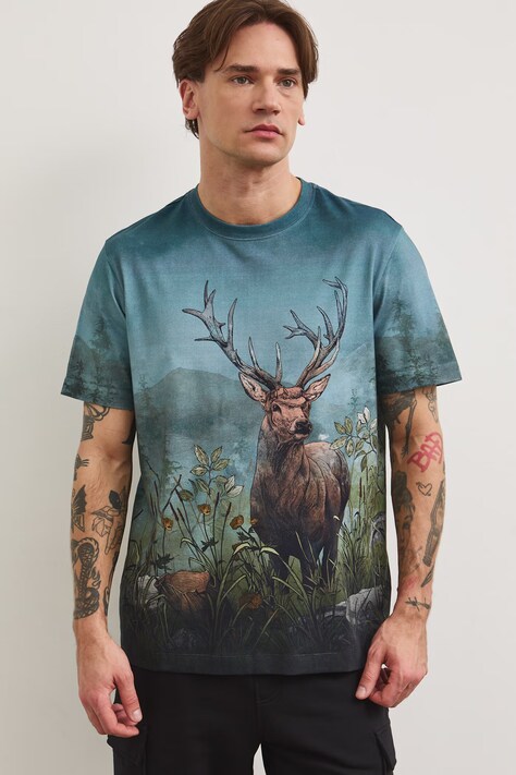 Medicine T-shirt męski bawełniany z elastanem multicolor