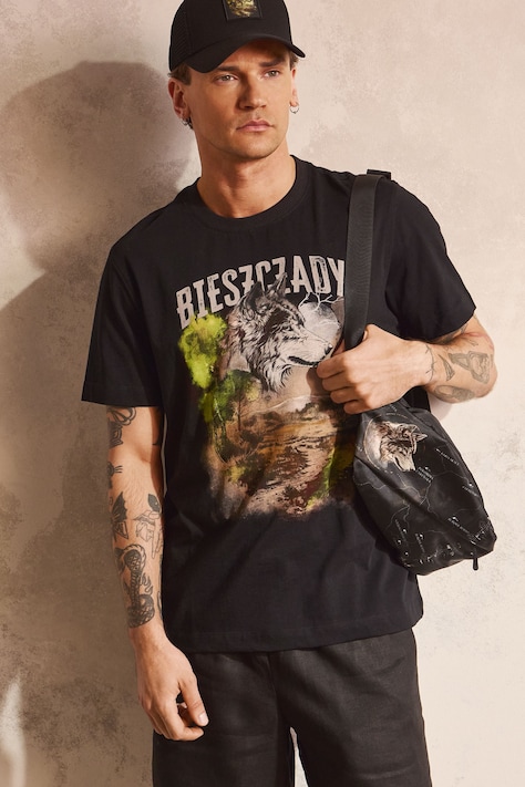 T-shirt męski bawełniany z kolekcji Bieszczadzki Park Narodowy x Medicine czarny RS26-TSM853