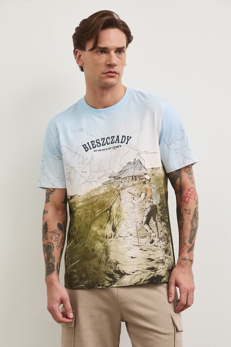 Medicine T-shirt męski bawełniany z elastanem multicolor