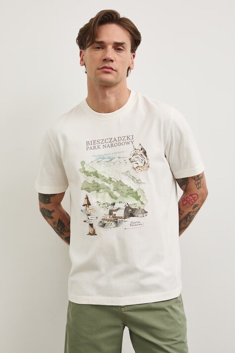 Medicine T-shirt męski bawełniany beżowy