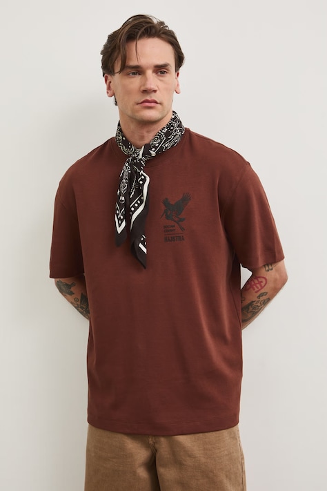 T-shirt męski bawełniany z kolekcji Bieszczadzki Park Narodowy x Medicine brązowy RS26-TSM857