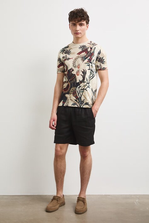 T-shirt męski bawełniany beżowy RS26-TSM901