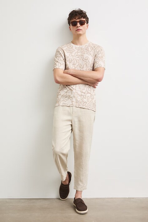 Medicine T-shirt męski bawełniany z elastanem beżowy