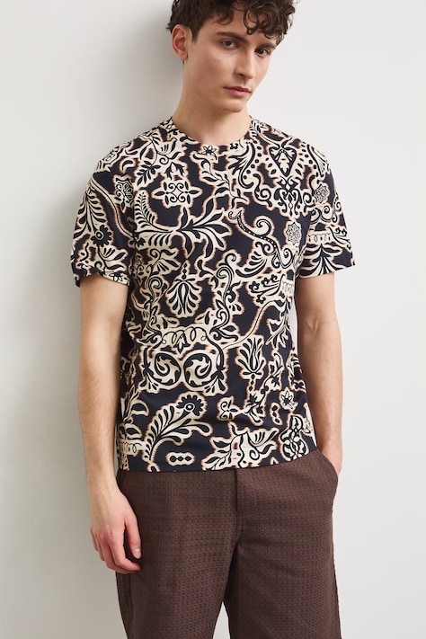 T-shirt męski bawełniany z elastanem brązowy RS26-TSM902