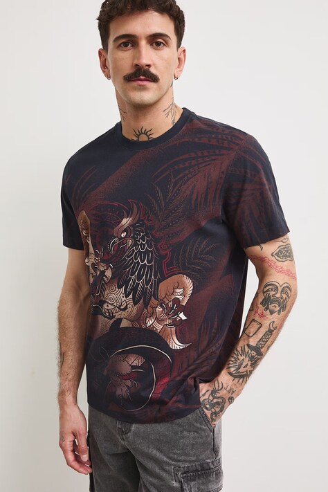 Medicine T-shirt męski bawełniany z elastanem brązowy