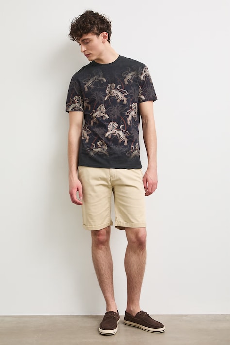 T-shirt męski bawełniany z elastanem brązowy RS26-TSM904