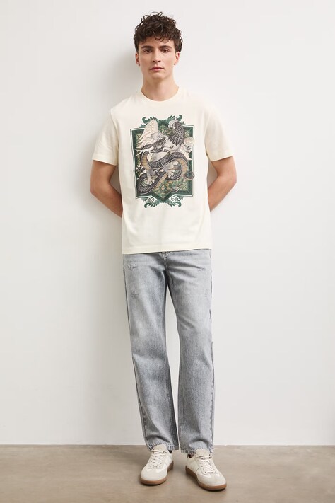 Medicine T-shirt męski bawełniany beżowy