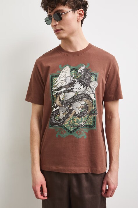 Medicine t-shirt męski bawełniany brązowy