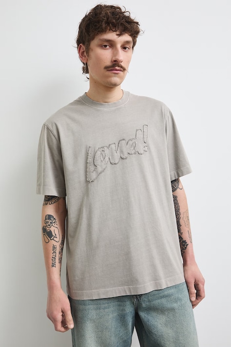 T-shirt męski bawełniany z efektem sprania szary RS26-TSMC11