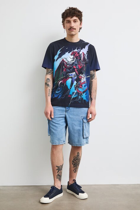 Medicine T-shirt męski bawełniany z elastanem multicolor