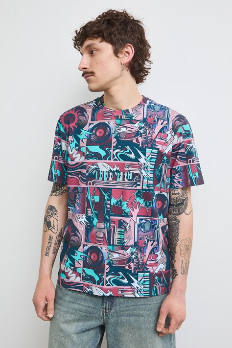 Medicine T-shirt męski bawełniany z elastanem multicolor