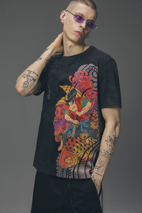 T-shirt męski bawełniany z kolekcji Tattoo Art by Tuan Nguyen czarny RS26-TSMC56