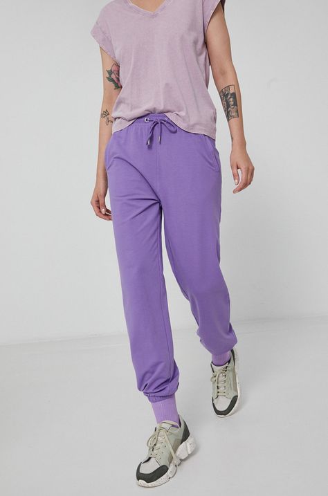 Spodnie dresowe damskie fioletowe