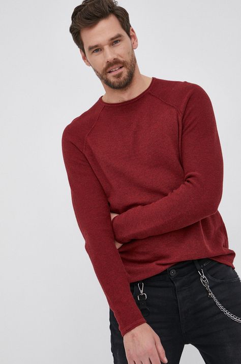 Sweter bawełniany męski czerwony