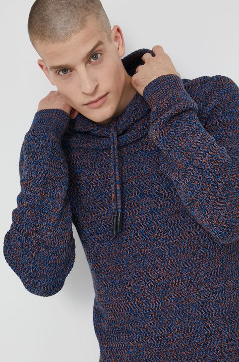 Sweter z bawełny organicznej męski granatowy