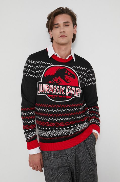 Sweter męski z kolekcji Jurassic Park czarny