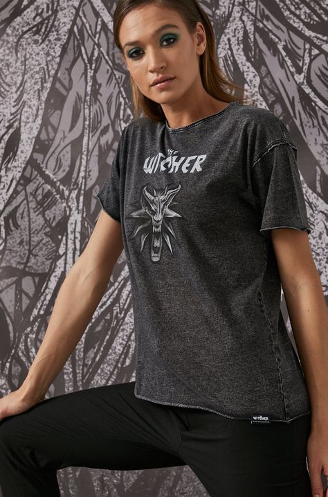 T-shirt bawełniany damski z kolekcji The Witcher czarny