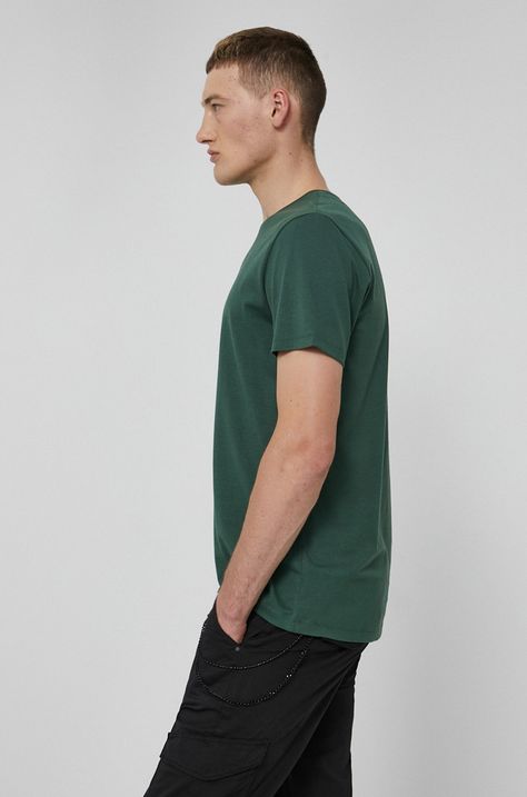 T-shirt męski z bawełny Pima zielony