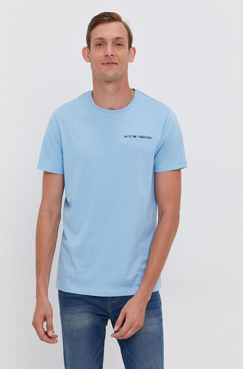 T-shirt męski z bawełny organicznej niebieski