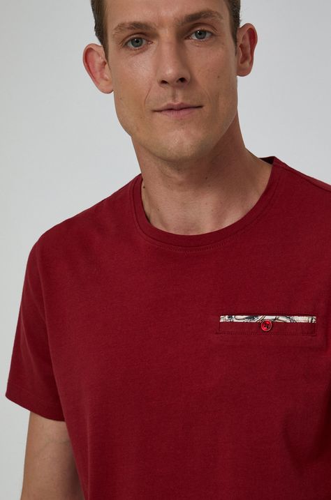T-shirt męski z bawełny organicznej czerwony